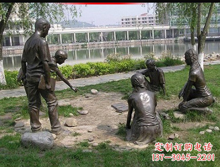 哈尔滨铸铜老师和学生雕塑