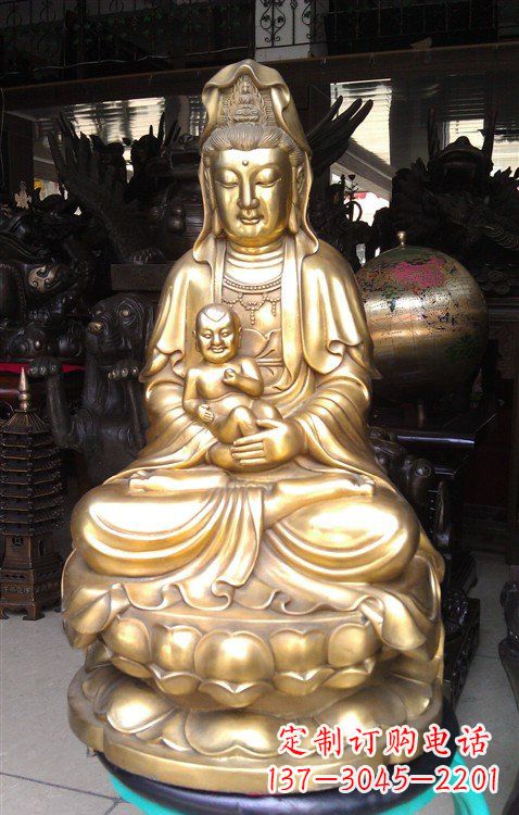 哈尔滨铸铜送子观音雕塑