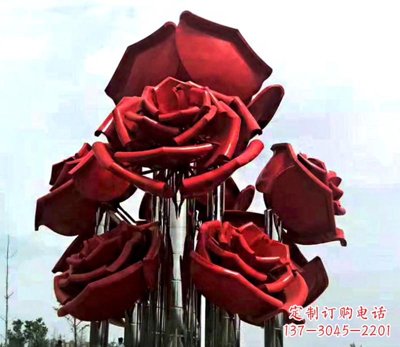 哈尔滨大型不锈钢玫瑰花雕塑