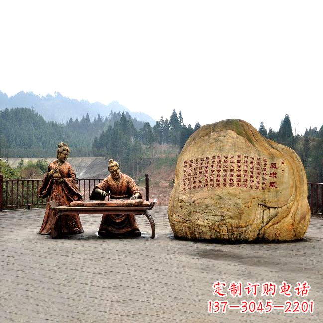 哈尔滨卓文君与司马相如凤求凰公园景观雕塑-历史典故人物情景雕塑