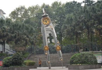 哈尔滨圆规雕塑-不锈钢广场创意圆规雕塑